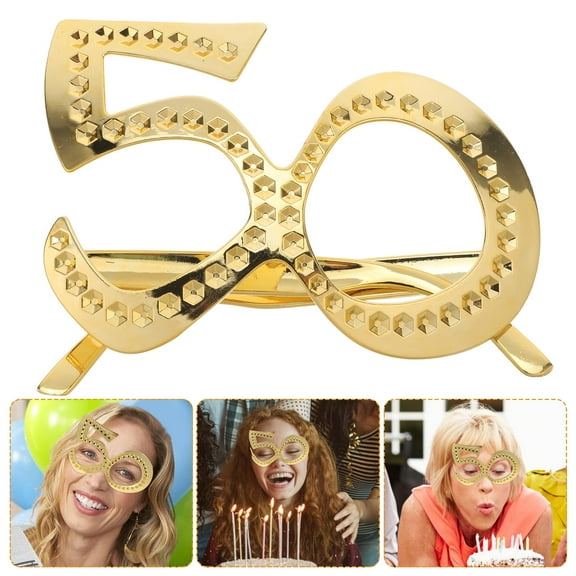 HAKIDZEL Party Accessory Birthday Glasses Golden 6Pcs 5.5x5.3x3.7in