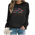 thumbnail image 5 of Women Crew Neck Pullover Sweatshirts for Women Short Women's Fashion Casual Solid Color Loose Long Sleeve Letter Print Round Neck Hoodie M, 5 of 5