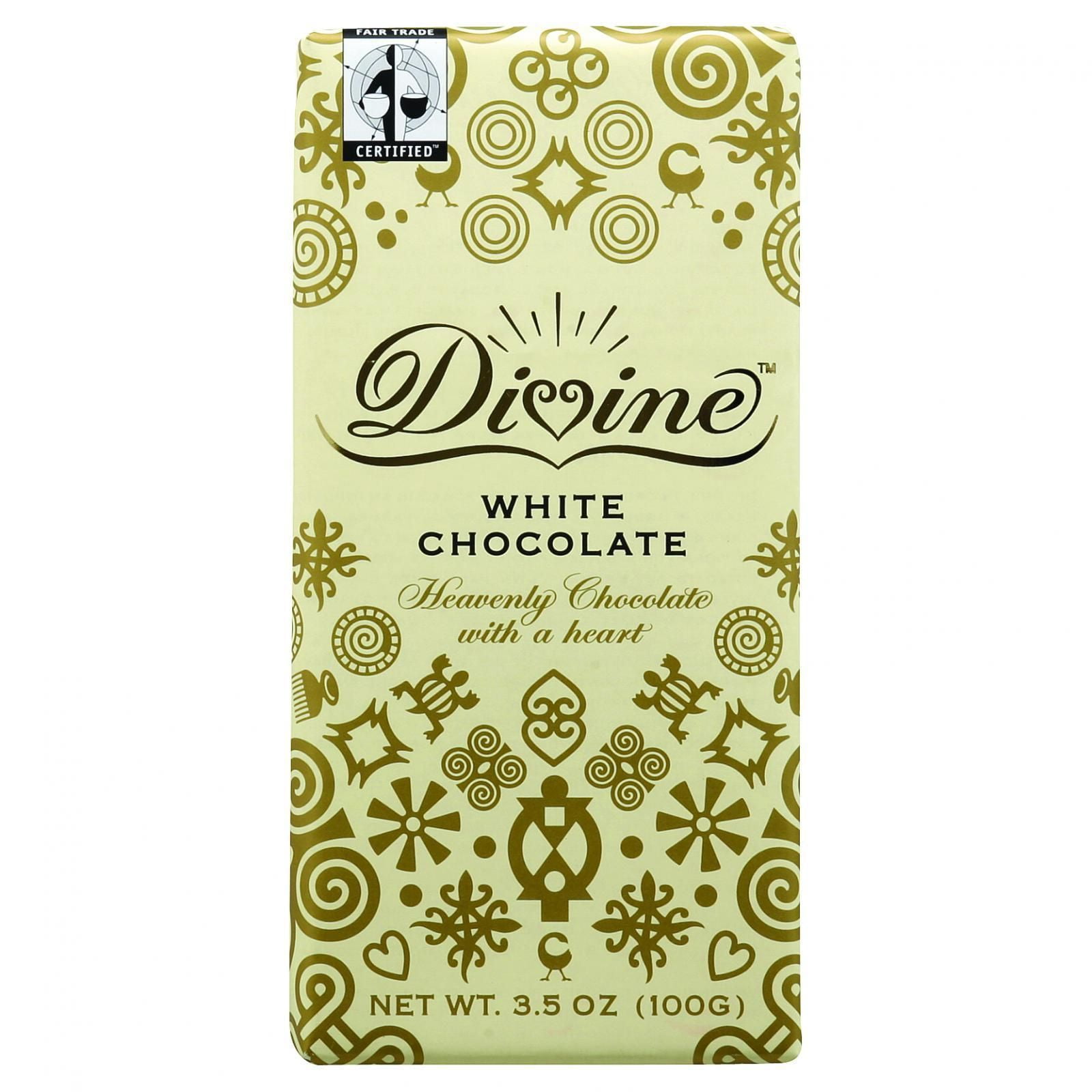 Divine Chocolate Bar White Chocolate 3.5 oz Bars Case of 10 by Divine