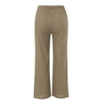 thumbnail image 6 of Women's Straight Leg Casual Pants, Elastic Drawstring Waist Loose Fit Trousers with Side Pockets, Solid Color Everyday Jogger Pants for Campus, Outdoor, Gym and Daily Wear Khaki S, 6 of 6