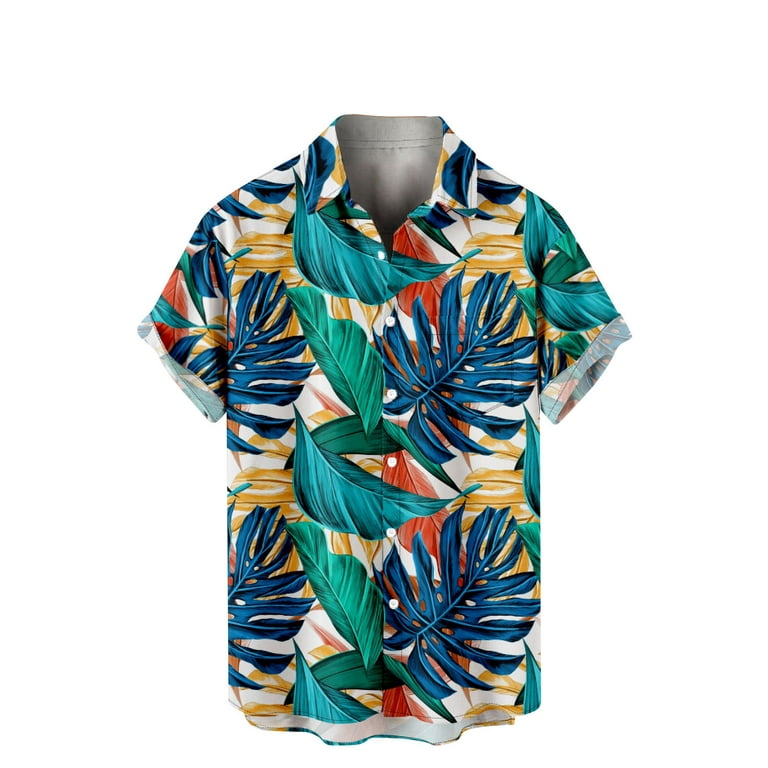 VSSSJ Hawaiian Shirts for Men Big and Tall Fashion Palm Tree Print  Patchwork Short Sleeve Button Down Collared Tshirts with Pocket Casual  Summer Trendy Blouse Tops Mint Green XXXL 