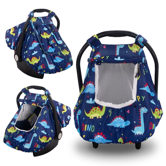 Beavtaens 3-in-1 Baby Car Seat Cover, Winter Infant Carseat Canopy, Soft & Breathable, Blue