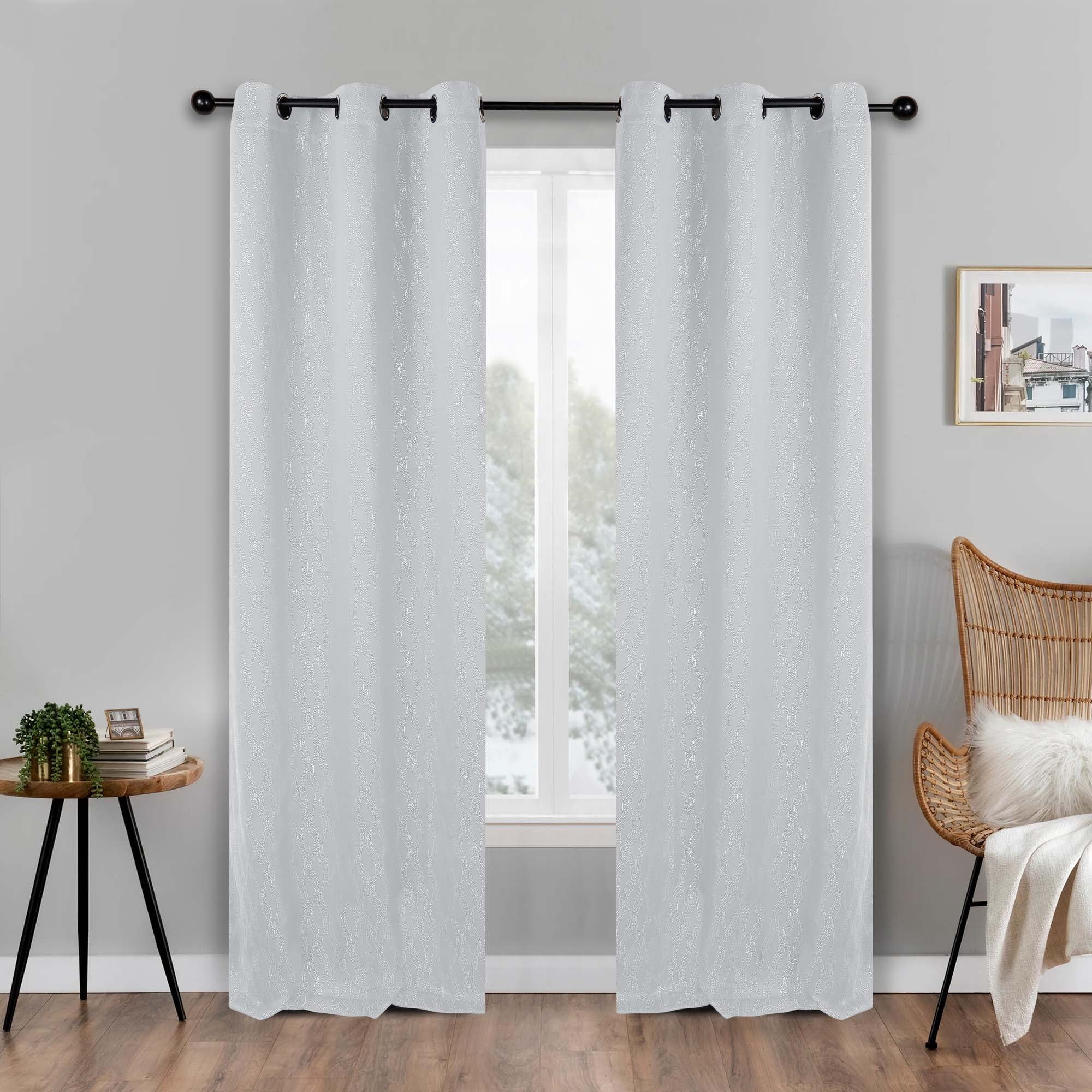 Superior Zuri Blackout Curtains, Grommet Header, Set of 2, 42" X 96", Platinum