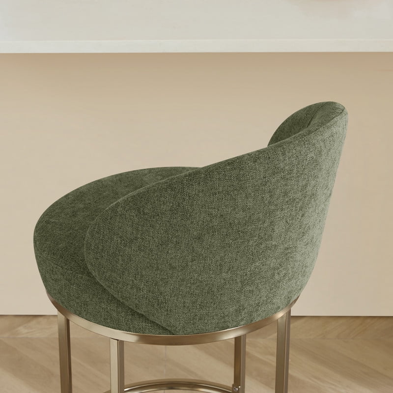 CHITA Upholstered Swivel Counter Bar Stool with Metal Frame and Arched Back