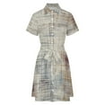 thumbnail image 5 of Beige Textured Abstract Pattern Womens Shirt Dresses Women'S Short Sleeve Dress Turn-Down Collar Dress A Line Casuall Dress Oversize(XS-6XL), 5 of 7