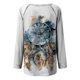 thumbnail image 5 of Puntoco, camisas informales de manga larga para mujer, jersey de cuello redondo con estampado de plumas, tops sueltos Puntoco Puntoco-1449, 5 of 5