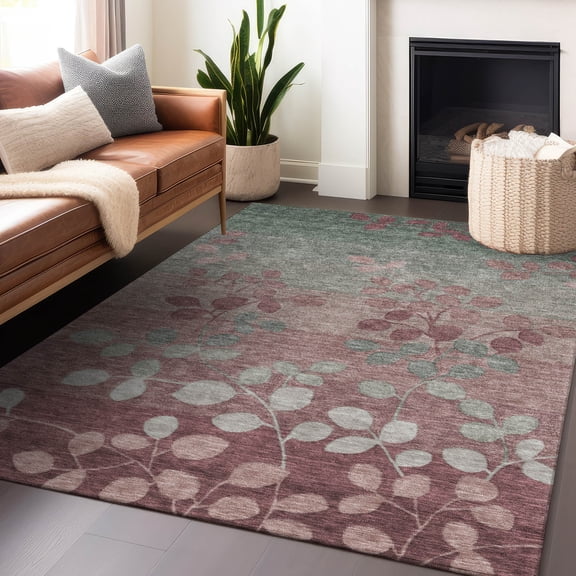 Addison Rugs Chantille Indoor/Outdoor Transitional Floral Blush Machine Washable Rectangle Rug, 10' x 14'