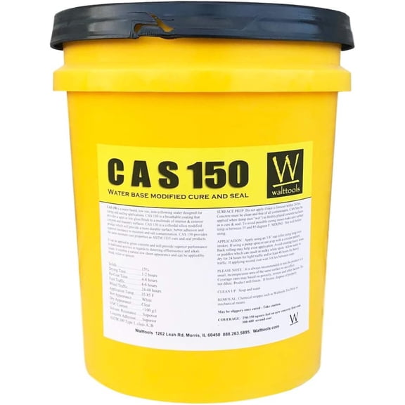 CAS 150 Cure and Seal | High-Grade, Water-Based Concrete Curing Membrane, Sealer, & Dust Proofer (5 Gallon)