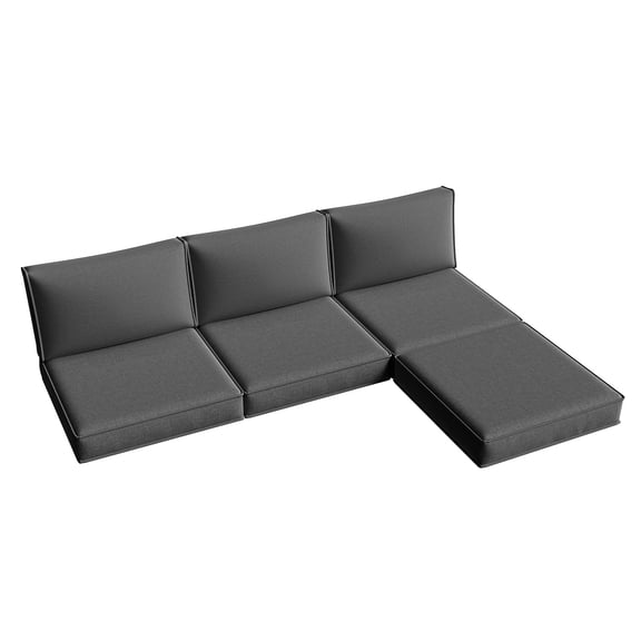 Lazysunset 7 Pcs Premium Outdoor Cushion Set, High-Resilience Waterproof Cushions for Wicker Sectional, Gray