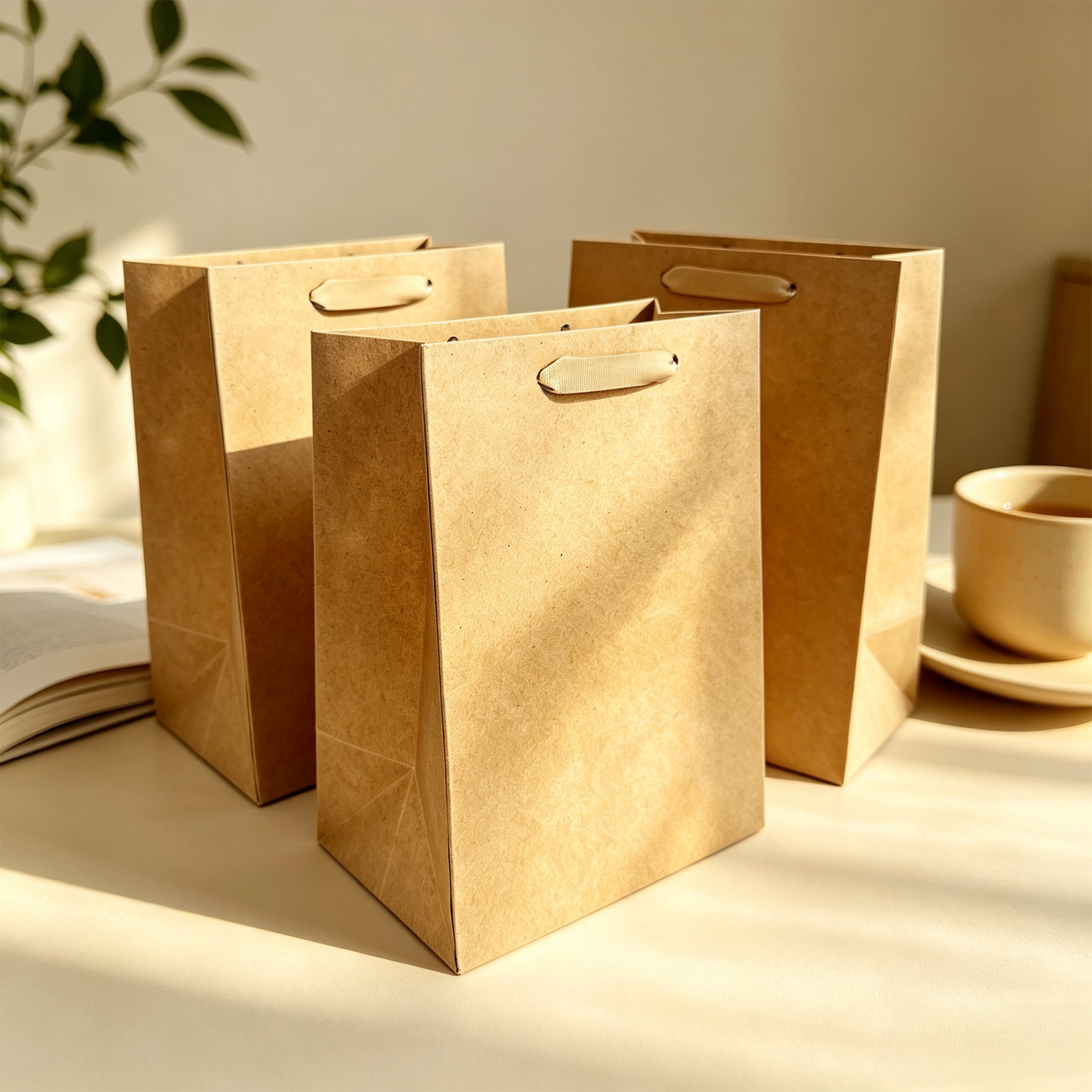 Large kraft Gift Bags, 7" x 5“ x 10", 3 Count, by Way To Celebrate