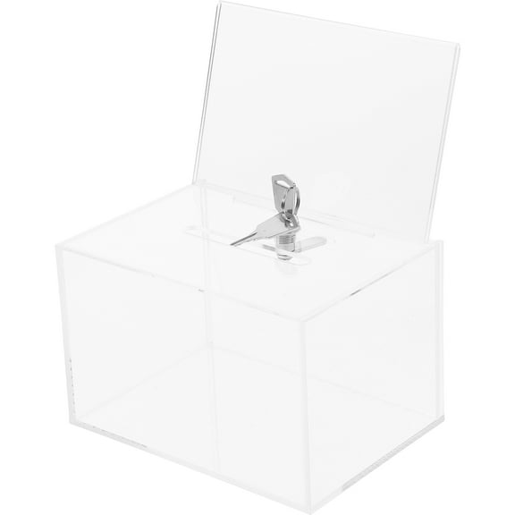 Worgeous Lockable Acrylic Ballot Box Clear Suggestion Box with Lock Sign Holder for Voting Fundraising Public Feedback Government Corporate Use