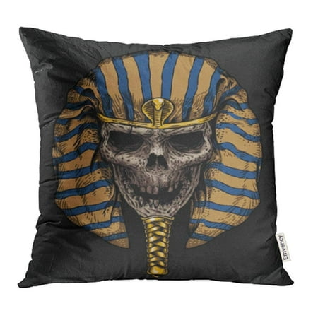 CMFUN Mummy Pharaoh Old Skull Face Egyptian Skeleton Cartoon Pyramid Adventure Ancient Pillowcase Cushion Cover 16x16