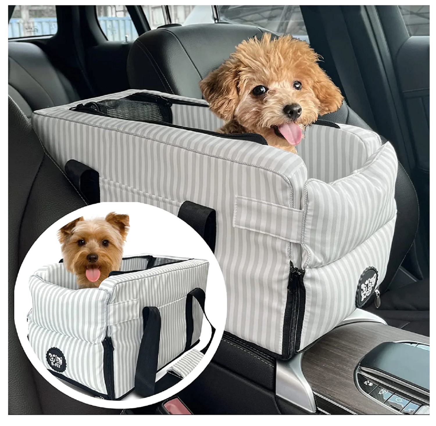 BFLY Dog Car Seats for Small Dogs Console Dog Car Seat Travel Bags
