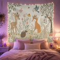 thumbnail image 2 of Woodland Animals in Flower Meadow, Peaceful Illustration for Nature Lovers, Nursery Wall Decor, Housewarming Gift, Tapestry Wall Hanging for Nursery and Playroom, 2 of 7