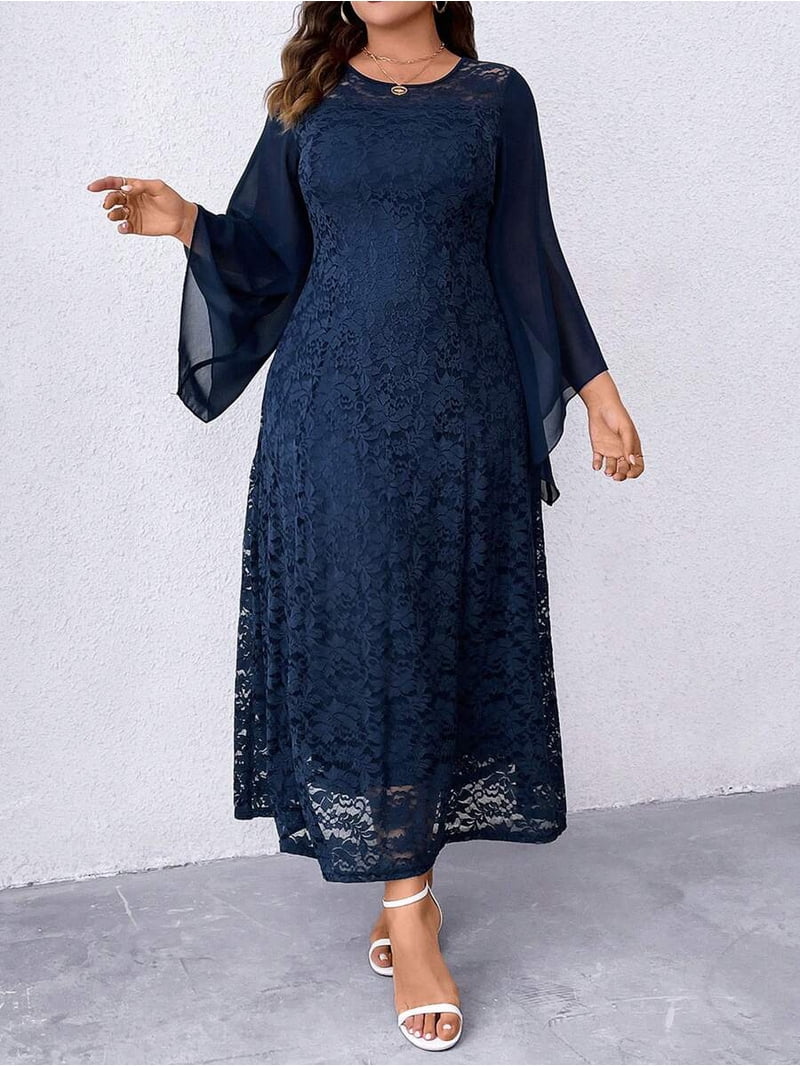 blue lace dress with bell sleeves Endless Rose