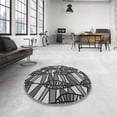 thumbnail image 4 of Ahgly Company Machine Washable Indoor Round Transitional Charcoal Black Area Rugs, 6' Round, 4 of 7