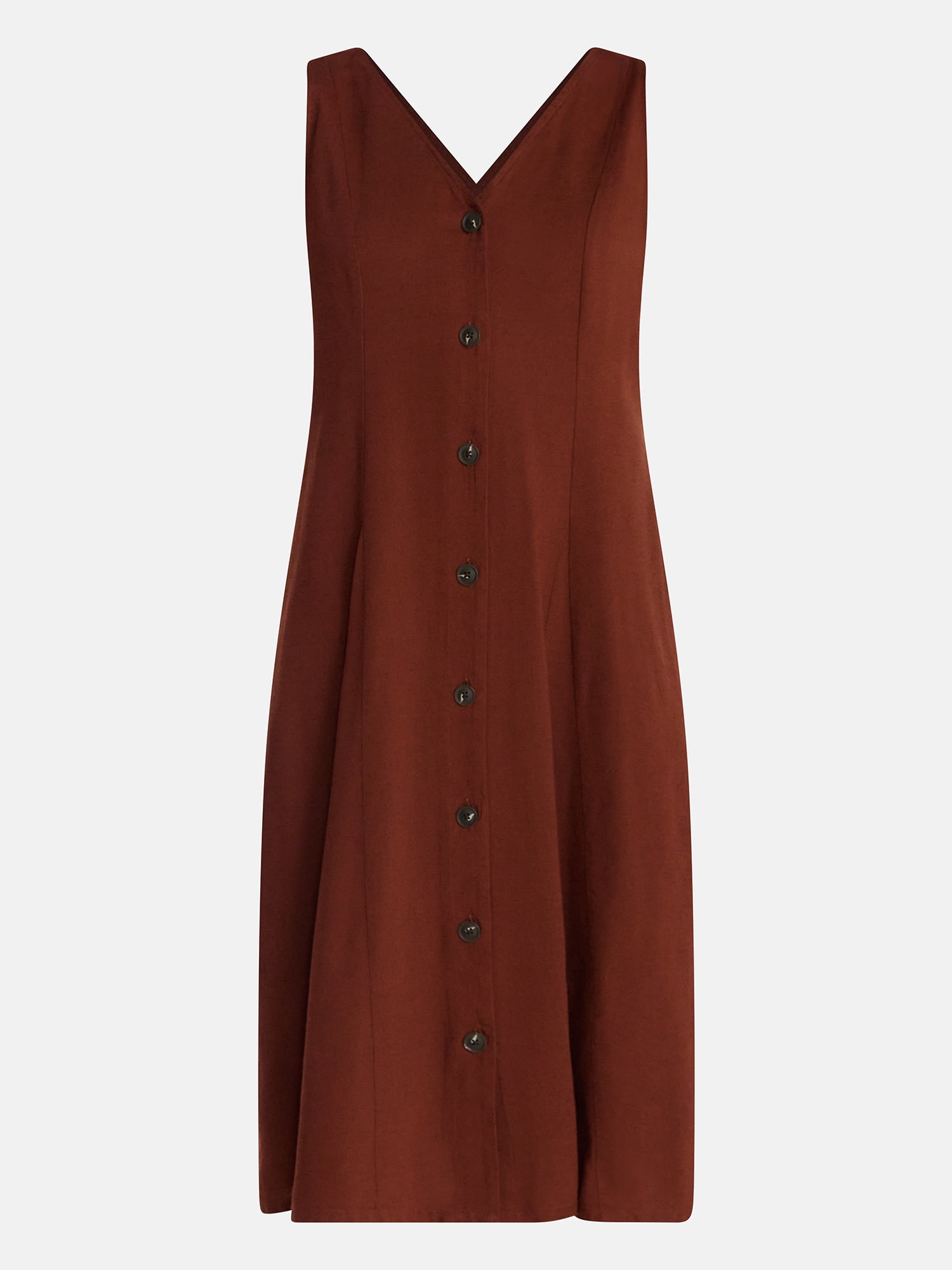 Time and Tru Women's Sleeveless Button Down Linen Blend Dress, Sizes XS-XXXL