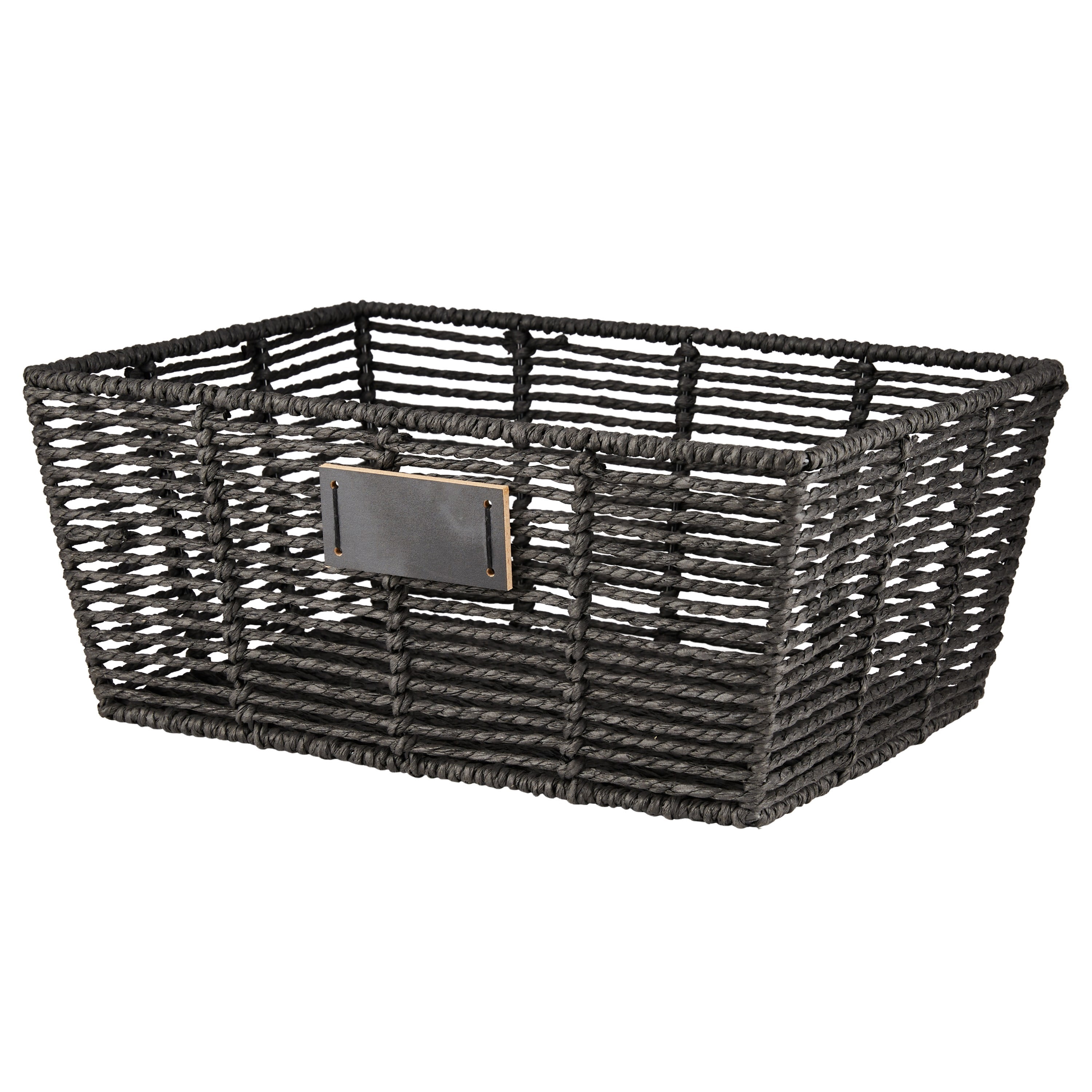Simplify Large Storage Tote 13.7x9.8x5.7 Inch Black Color | Shelf Organizer Bin | Closet Storage Container