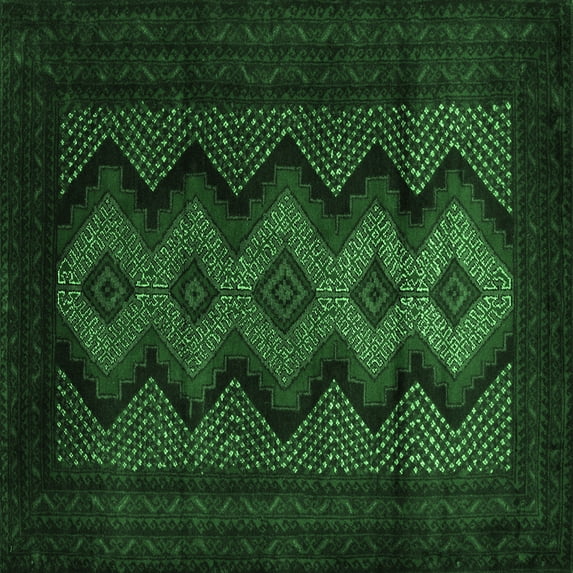 Ahgly Company Indoor Square Southwestern Emerald Green Country Area Rugs, 6' Square