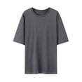 thumbnail image 1 of Pisexur Hauts d'Été pour Femmes, Hauts pour Femmes, Hauts de Sortie pour Femmes, Hauts pour Dames, T-Shirt d'Été pour Femmes à Col Rond, Manches Courtes, Décontracté, Mode, Imprimé, à Boutons, Gris, 2TG, 1 of 4
