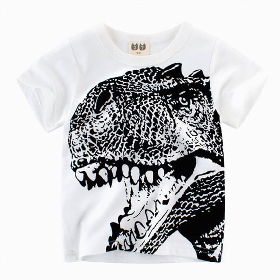 Splozh Boys T Shirt Toddler Baby Boy Short Sleeve Dinosaur T-Shirts 1T 2T 3T 4T 5T 6T 7T Kids Summer Casual Graphic Top Tees,White,6-7 Years