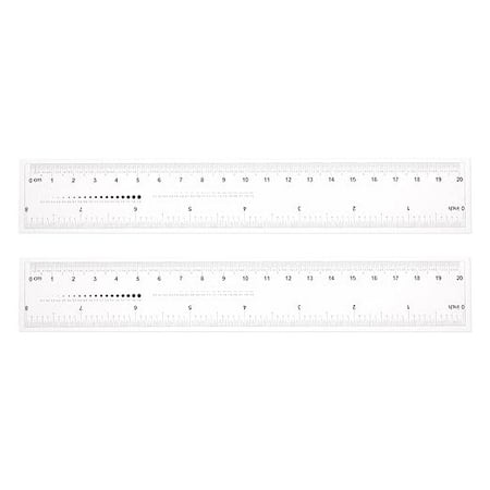 2pcs Film Flexible Ruler 8 Inch 0.5mm Scale PET Plastic Covered Thickened Folding Straight Ruler Calibration Soft Ruler Measuring Tool for Factory, Transparent