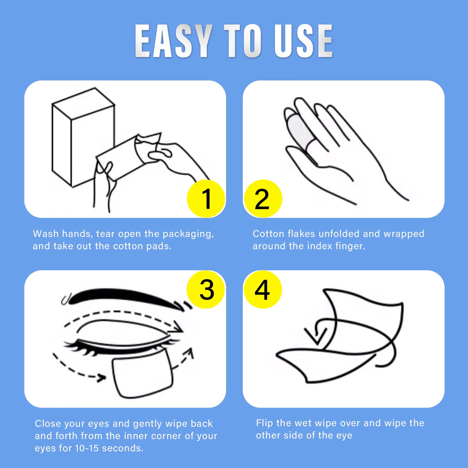 Eyelid Wipes Cleansing Wipes for Dry Eyes – Rinse Free Eye Lid Cleaning Wipes, Individually Wrapped Travel Eye Wipes, 100 Count
