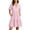 Pink, variant on Eawtki Women's Striped V Neck Midi Dress Short Ruffle Sleeve Tiered Hem Casual Summer Dress With Pockets For Daily Vacation