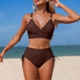 thumbnail image 2 of QURATI Swimwear Womens High Waisted Bikini Sets Swimsuits Crisscross Tie Back Bathing Suit Coffee S, 2 of 7
