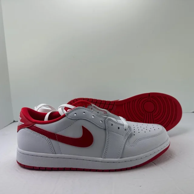 N I-K-E A i r-Jor-dan 1 Retro Low OG Shoes White University Red CZ0790-161 Men's NEW