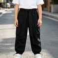 thumbnail image 4 of Bixock Sweatpants for Boys High Waist Cargo Pant with Side Pockets Kids Solid Color Loose Casual Joggers Comfortable Workout Activewear Boys Clothings Size 5-6Years, 4 of 6