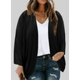 thumbnail image 3 of ZKESS Cardigan for Women Plus Size Long Sleeve Ruched Kimono Loose Casual Solid Blouse Tops 1X Black, 3 of 6