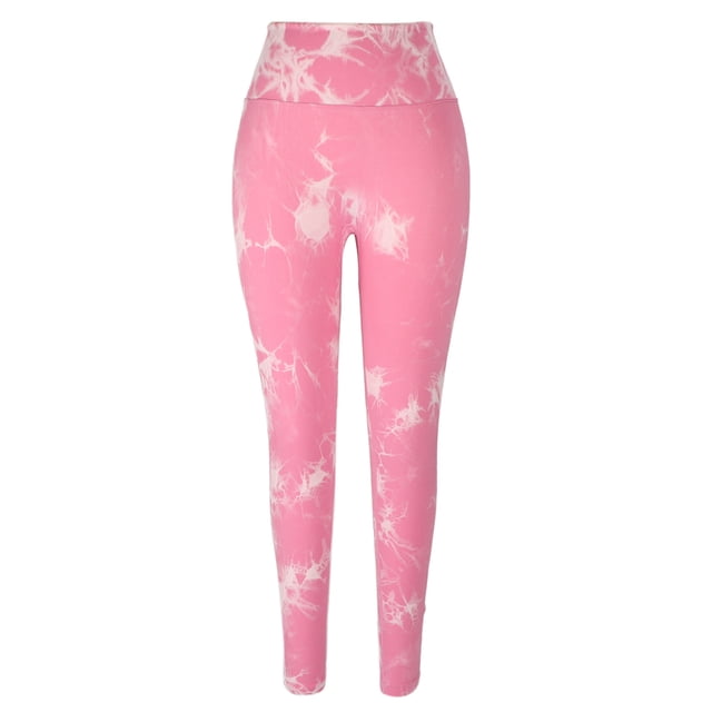 Leggings de yoga para mujer Tie Dye Talle alto Secado rápido Sin costuras Apretado Rosa Deportes Running Leggings
