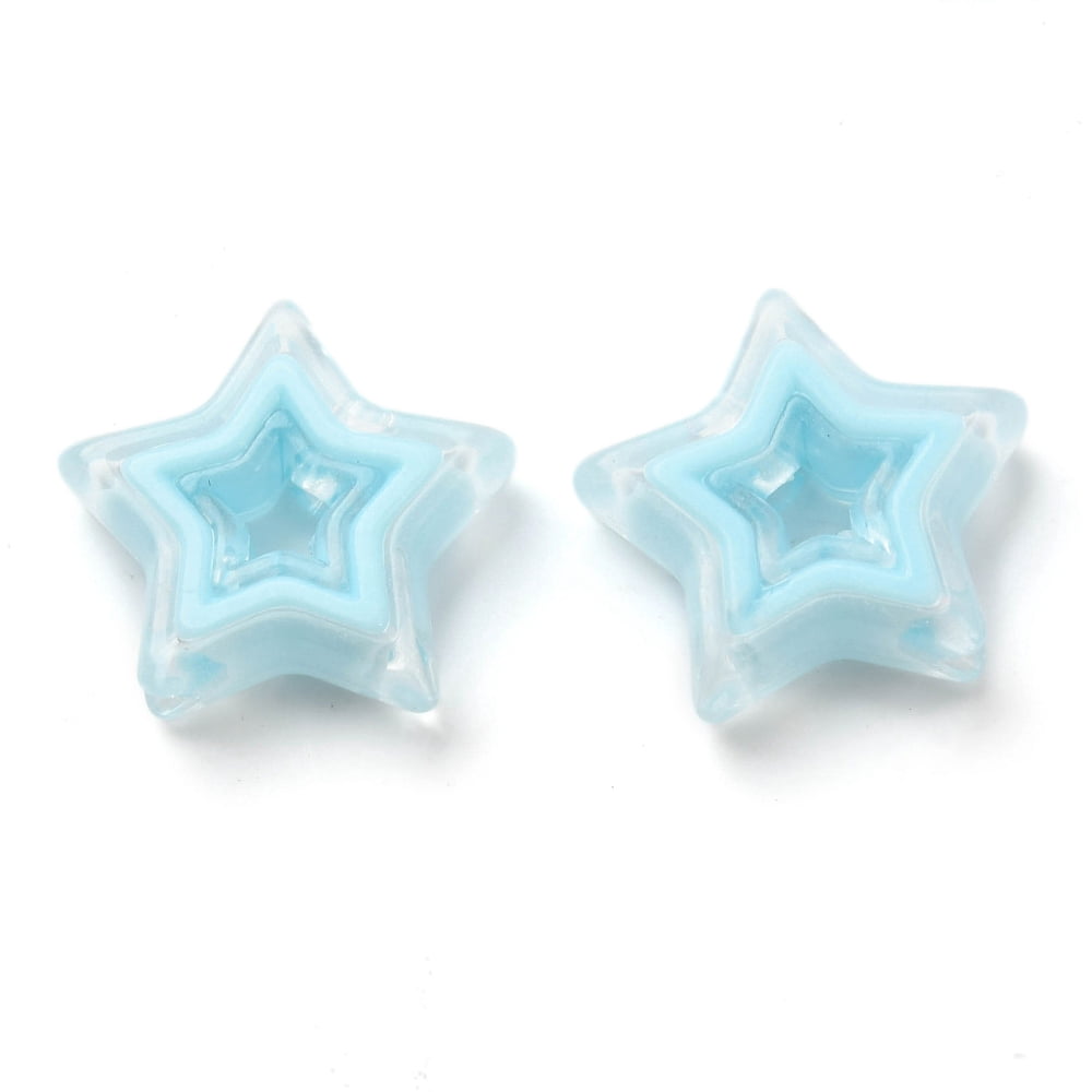 500g Acrylic Beads Bead in Bead Star Pale Turquoise 21.5x22x6mm Hole: 3mm about 280pcs/500g