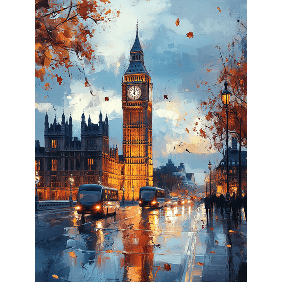 London Big Ben Autumnal Canvas Print/Wall Art, Perfect for Living Room, Bedroom, Office, Hallway and Kitchen Decoration.