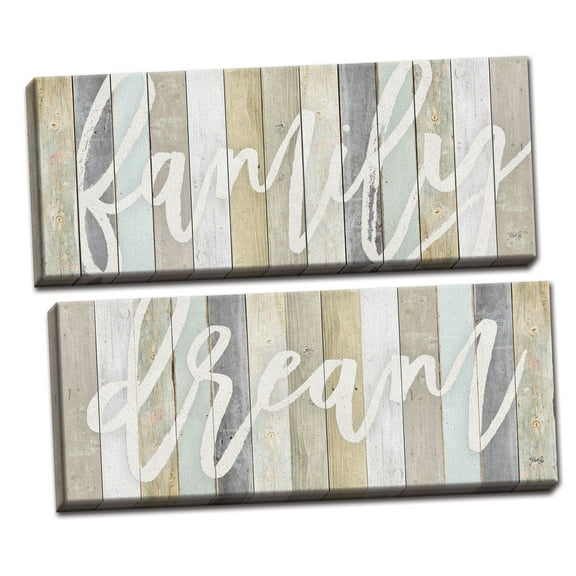 Gango Home Decor Contemporary Family & Dream by Marla Rae (Ready to Hang); Two 20x8in Hand-Stretched Canvases