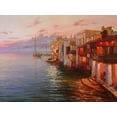 thumbnail image 2 of Obuchovsky, Yury 14x12 Black Ornate Wood Framed with Double Matting Museum Art Print Titled - Mikonos. Night Lights, 2 of 4