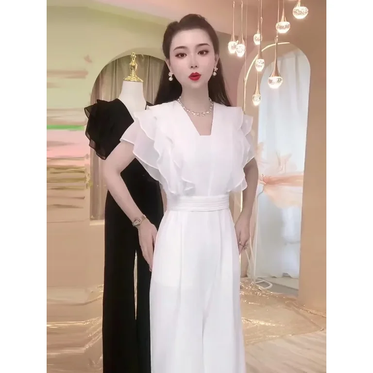 2024 DREAMFIRE Draped Jumpsuit Women s New Fashion Ruffles Women Jumpsuit Summer Chic Party Elegant Holiday Jumpsuits Overalls