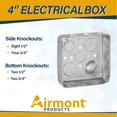 thumbnail image 2 of Caja eléctrica Airmont de acero estirado cuadrado de 4 pulgadas, paquete de 4, 2 of 8