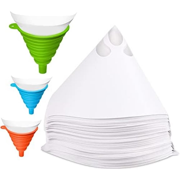 300 Pcs Paint Filter Strainer Resin Filter with 149 Micro Flow Nylon Mesh Cone Paint Filter Screen with 3 Pcs Silicone Funnel Filter (1)