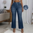thumbnail image 2 of GUACER Womens Wide Leg Pants Trendy Jean Look High Waisted Stretchy Casual Work Trousers With Pockets, 2 of 9
