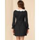 thumbnail image 5 of Allegra K Mini vestido de gasa dulce lindo con estampado de corazón y cuello con volantes para mujer Negro XS, 5 of 6