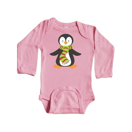 

Inktastic Cute Penguin Penguin With Striped Scarf Gift Baby Boy or Baby Girl Long Sleeve Bodysuit