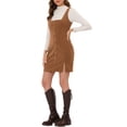thumbnail image 4 of Unique Bargains Women's Corduroy Pinafore Overdress Buttons Skirt, 4 of 6