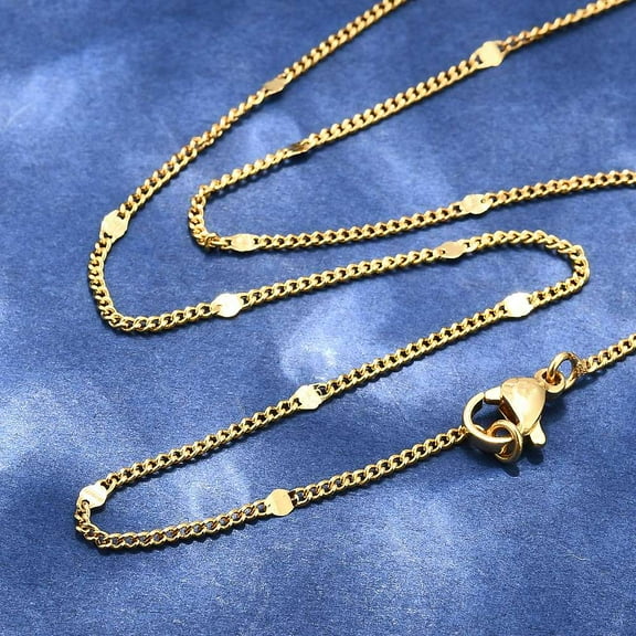 Brass Chain Necklaces with Lobster Claw Clasps Real 18K golden Plated 17.5 inch(44.5cm)
