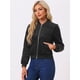 thumbnail image 2 of Chaqueta bomber acolchada con diamantes y superficie de terciopelo con cremallera para mujer con bolsillos Allegra K Negro S, 2 of 5