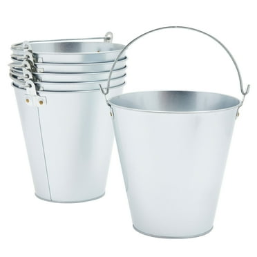 6 Pack Large Galvanized Ice Buckets for Parties, 7-Inch Tall Metal Ice Pails with Handles for Champagne, Beer, Wine, Sports Drinks, Water, Table Centerpieces (100 oz Capacity)