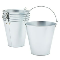 6 Pack Large Galvanized Ice Buckets for Parties, 7-Inch Tall Metal Ice Pails with Handles for Champagne, Beer, Wine, Sports Drinks, Water, Table Centerpieces (100 oz Capacity)