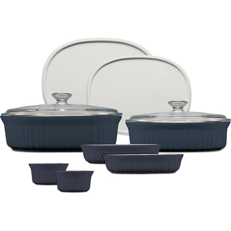 Ceramic Bakeware Set with Lids, Chip and Crack Resistant Stoneware Baking Dish, Microwave, Dishwasher, Oven, Freezer and Fridge Safe, 10-Piece French Navy