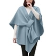 thumbnail image 2 of acuever Womens Large Front Sweater Wrap Topper Knitted Elegant Shawlsfor Fall Winter Sky Blue Shawls and Wraps for Evening Dresses, 2 of 5